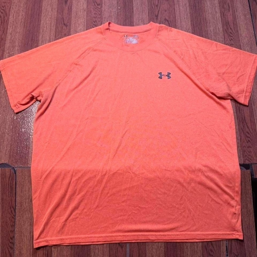 Under Armour Orange Heat Tech Retro Sportswear Running Train Shirt Large